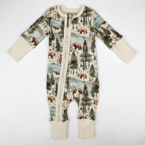 Organic Cotton Baby Pajamas 2-Way Zip Front Zipper Sleeper, Crispin Organic Earthy Clothing